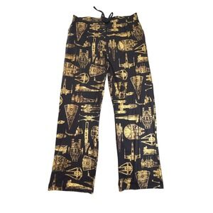 Star Wars Pajama Lounge Pants Men XL Black Gold Foil Spaceship Millennium Falcon
